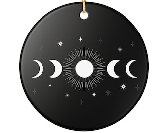 Lunar Phase Ceramic Ornament: Witchy Celestial Decor