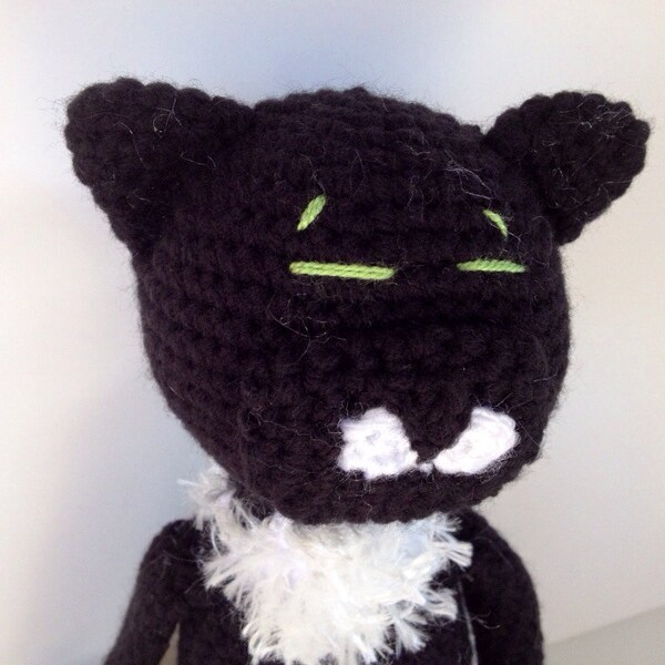 Crochet Amigurumi Tuxedo Cat with white mustache and tummy