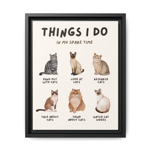 Canvas Wall Art, Funny Cat Lover Gift, Whimsical Home Decor, Cat Lady Office Decoration, Cute Kitten Painting, Cat Print on Matte Frame