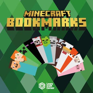 Minecraftのブックマーク印刷可能 – 12種類の編集可能なデザインと塗り絵バージョン – ゲーマーギフト、読書のご褒美、パーティーの記念品