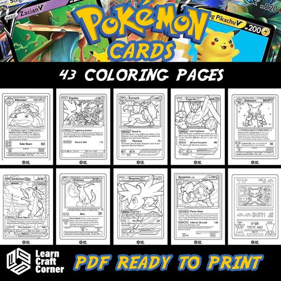 Pokmon Cards Coloring Book | 43 Printable Cards With Pikachu, Charizard and Legendary Mewtwo, Zapdos, Articuno for Kids & Fans - Etsy Pokmon Cards Coloring Book | 43 Printable Cards With Pikachu, Charizard and Legendary Mewtwo, Zapdos, Articuno for Kids & Fans - Etsy