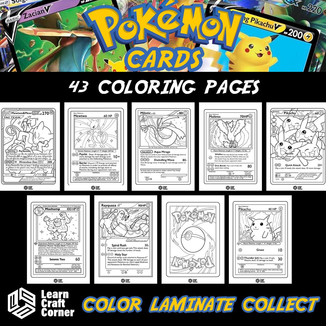 Pokmon Cards Coloring Book | 43 Printable Cards With Pikachu, Charizard  and Legendary Mewtwo, Zapdos, Articuno for Kids & Fans - Etsy