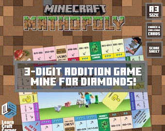 Mathopoly Game – 3-Digit Addition Printable for Kids – Fun Math Board Game for Classroom, Homeschool, and Early Finishers