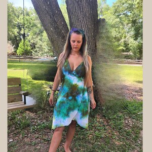 Tie Dye linen upcycled dress - forest fairies, cottage core
