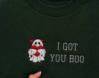 Moletom bordado "I got You Boo" para o Halloween, moletom assustador com estampa de fantasma.