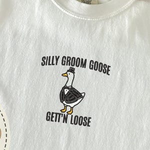 Embroidered Silly Goose Groom shirt, Funny Goose Lover Wedding Gift for Fiancé, Matching Couple Newlywed Gift, Bachelor Party Crewneck