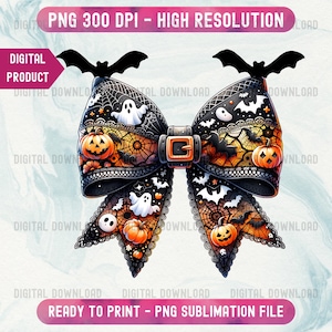Coquette Halloween Bows PNG, Spooky Season Aesthetic Clipart, Horror Movie Sublimation Design, Trendy Halloween Digital Download