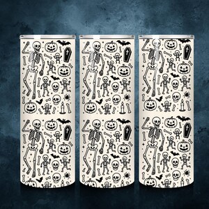 Pumpkins Digital Design, Bats Sublimation Design, Skulls PNG, Cute Spooky PNG, Party Tumblers Designs, Halloween Skeleton Tumbler Design