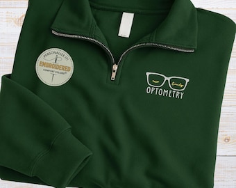 Embroidered Optometrist Quarter Sweatshirt, Custom Ophthalmologist Pullover, Vision Embroidery Pullover