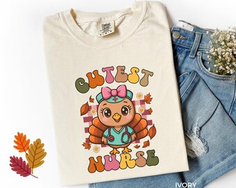Turkey Nurse Thanksgiving Shirt, Fall Comfort Colors Tee