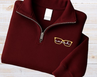 Custom Embroidery Vision Assistant Sweater, Embroidered Optometry Tech Quarter Zip Sweatshirt