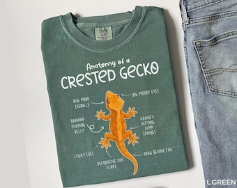 Anatomy of Crested Gecko Comfort Colors Shirt, Reptile Lover Gift