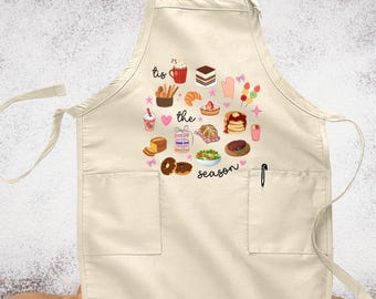 Tablier de Noël personnalisé « C'est la saison » en coton mélangé