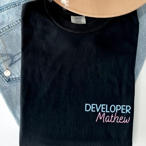 Embroidered Developer Shirts, Custom Name Shirt, Programming Pullover, Software Developer Tees