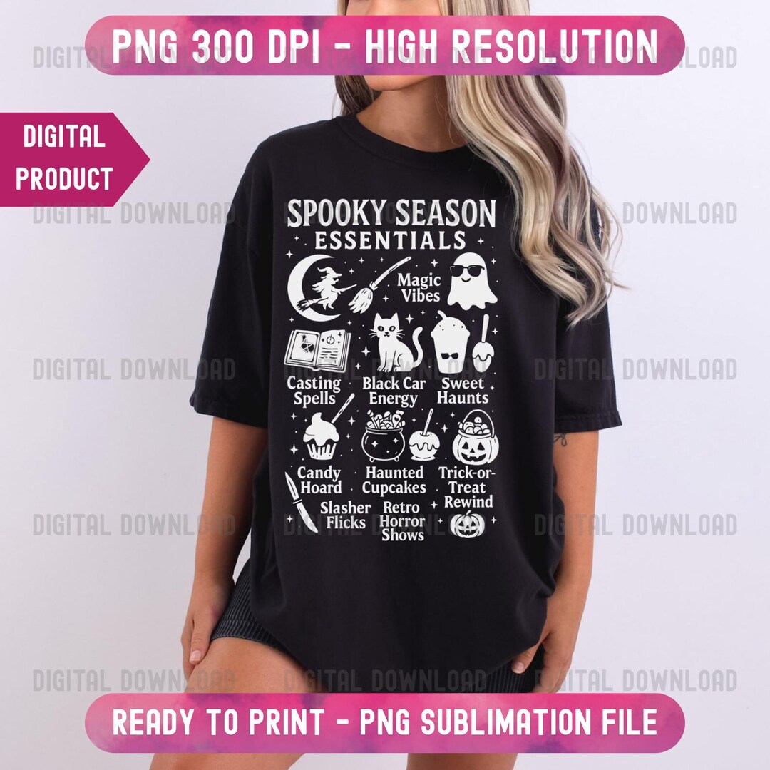 Spooky Essentials Spooky Season Essentials PNG, Halloween Aesthetic Clipart Doodle ...