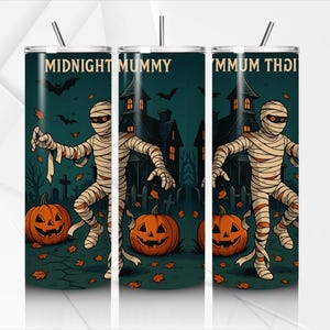 Midnight Mummy Halloween PNG: Spooky Tumbler Design (Digital Download)