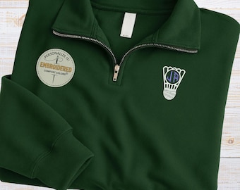 Custom Initials Embroidery Shirt, Monogram Embroidered Quarter Zip Sweatshirt