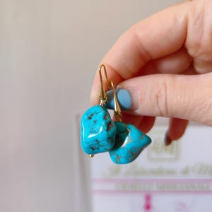 Italiaanse sieraden, turquoise oorbellen, turquoise stenen oorbellen, zilveren oorbellen, oorbellen met hangers, statement oorbellen, cadeau