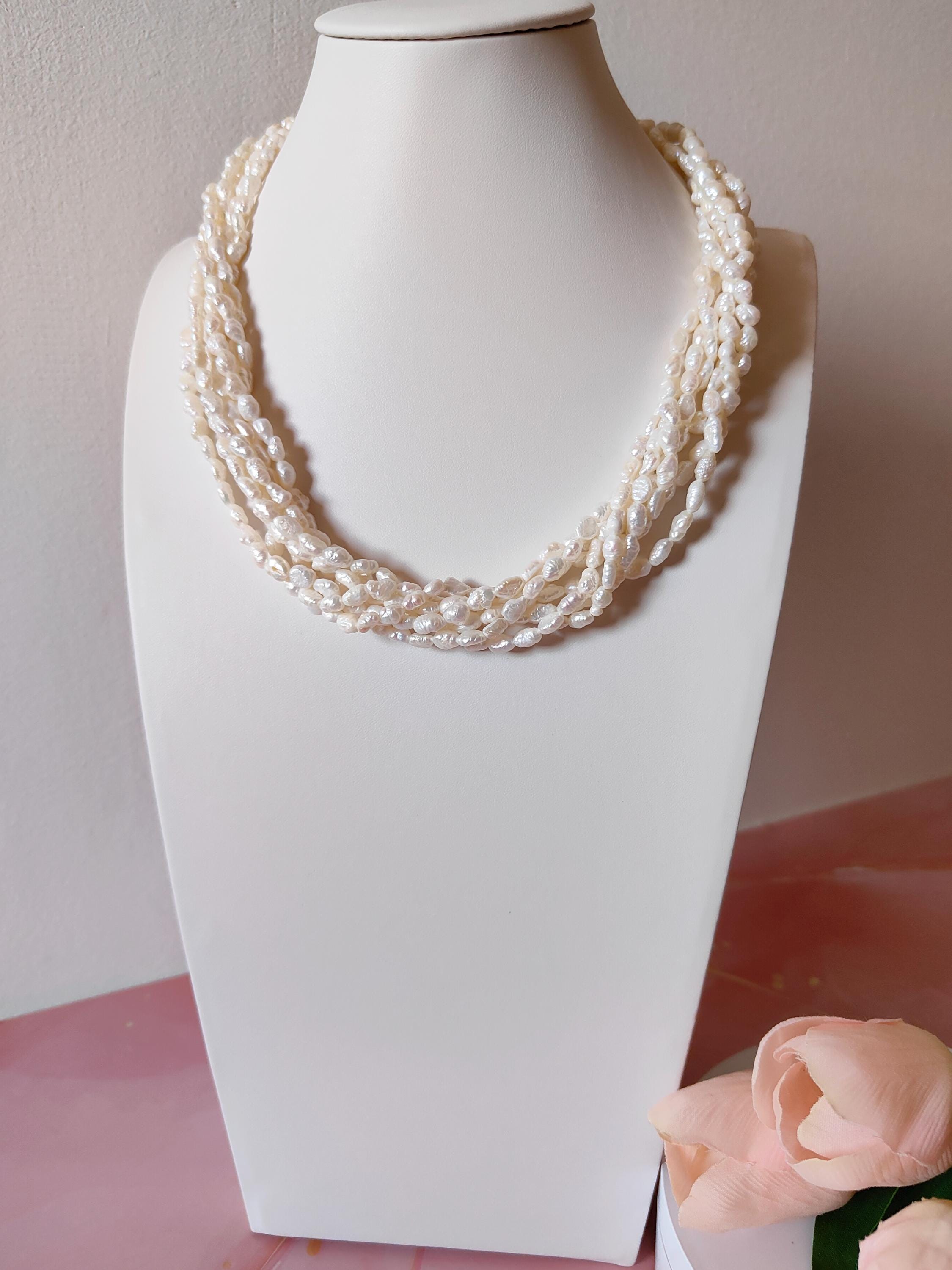 Collana Torchon à Trois Fils En Quartz Fumé Et Argent 925 Avec Zircons - Made In Italy - Longueur 43 Cm