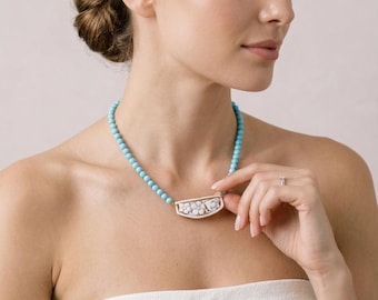 Italian jewelry, turquoise paste necklace, hand-engraved sardonic cameo necklace, women's necklace, gift idea, elegant necklace