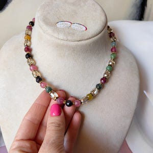 choker necklace, Italian jewelry, women&#39;s necklace, luminous necklace, elegant necklace, tourmaline necklace, chic necklace, women&#39;s gift
