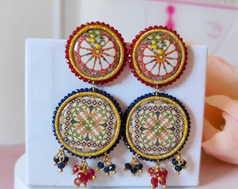 Sicilian earrings, Italian jewelry, Sicilian jewelry, Majolica earrings, pendant earrings, long earrings, chic earrings