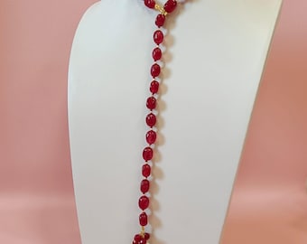 Italian jewelry, quartz and pearl necklace, natural stone necklace, lariat necklace, natural pearl necklace, women's gift idea