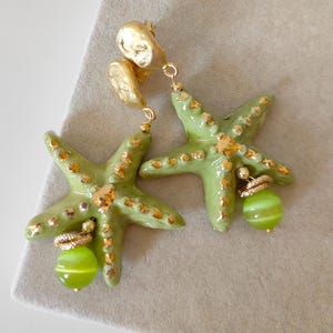 Sicilian earrings, starfish earrings, hand-painted Caltagirone ceramic earrings, pendant earrings, earrings