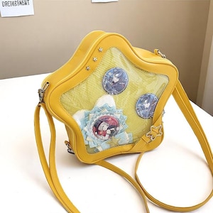 Star Ita Backpack – Transparent Anime Pin Display Bag for School | Cute 2024 Fall Ita Bag for Girls | Kawaii Window Bag, Pin Purse.