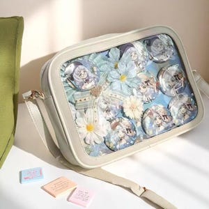 Sac Ita pour fille – Sac à bandoulière transparent à épingles | Sac à bandoulière Kawaii été 2025 | Rentrée des classes | Joli sac à main Itabag anime.