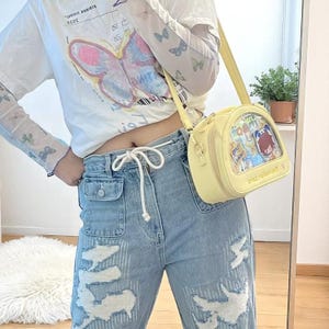 Japanese Style Ita Messenger Bag – Small Transparent Handheld Shoulder Purse for Women, Kawaii Daily Crossbody Bag, Cute Little Katie Bag