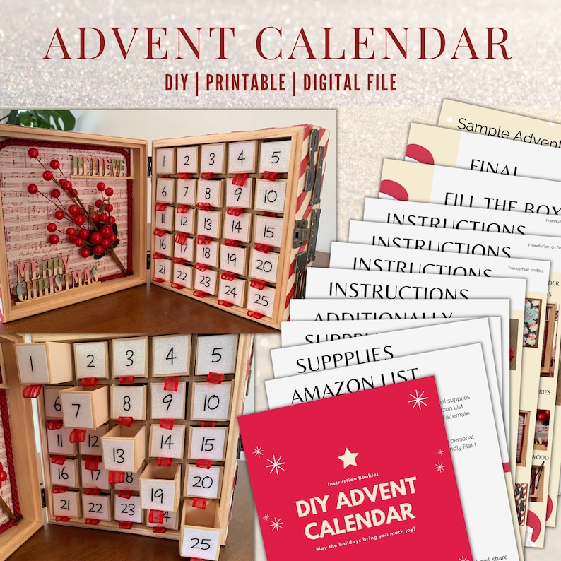 Custom Advent Calendar DIY Craft Printable Instructions Etsy