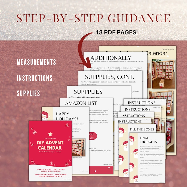 Custom Advent Calendar DIY Craft, Printable Instructions, Supply List ...