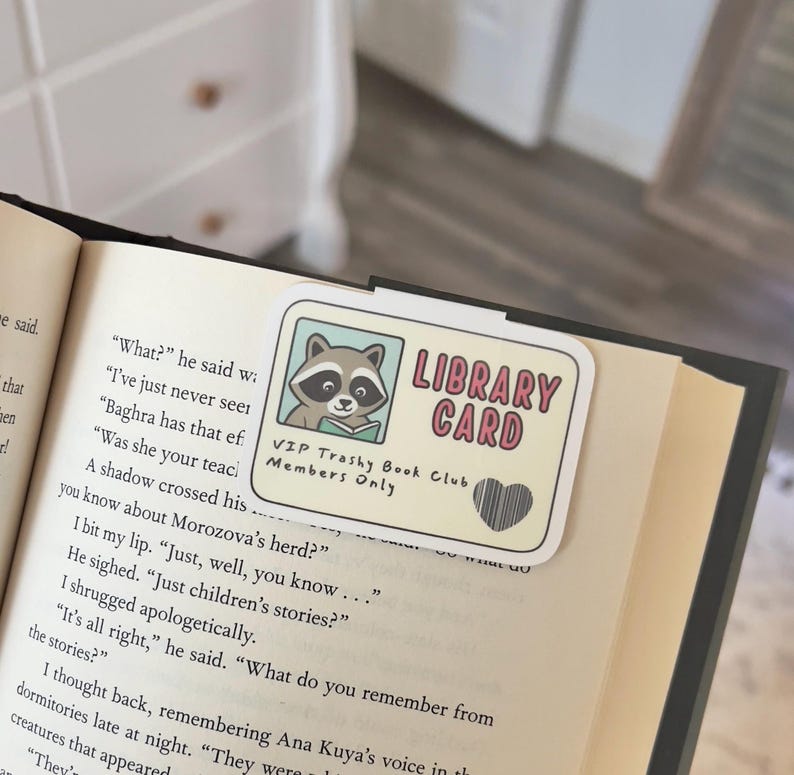 Silly Goose Magnetic Bookmark, Raccoon Trashy Book Club Bookmark ...