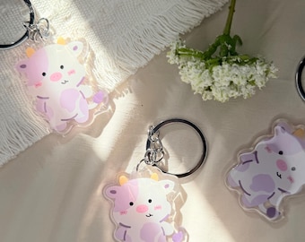 Purple Cow Chibi Kawaii Acrylic Keychain