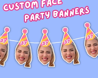 Custom Face, Big Head Party Banner Garland