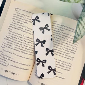 Coquette Black Bow Bookmark, Coquette Girl Waterproof Bookmark, Bookish Gift, Birthday Gift, Christmas Gift