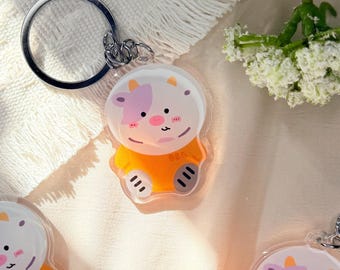 Space Purple Cow Chibi Kawaii Acrylic Keychain