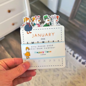 2026 Alberne Gans Mini Tischkalender, Holzsockel Tischkalender, 2026 12 Monatskalender Alberne Gans Kalender
