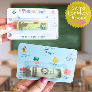 Regalo en efectivo de agradecimiento a maestros para fin de año escolar - Tarjeta de regalo de dinero para maestros - Regalos para Navidad, San Valentín y último día de clases