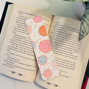 Retro Polka Dot Smiling Faces Bookmark, Retro Waterproof Bookmark, Bookish Gift, Birthday Gift, Christmas Gift
