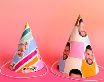 Custom Face Birthday Party Hat, Fun Party Favors, Party Photo Prop, 1st Birthday Hat