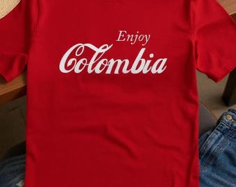 T-shirt « Profitez de la Colombie » – Écriture vintage Colombie – Cadeau idéal pour un voyage ou un patrimoine