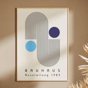 Poster Bauhaus blu – Arte murale geometrica / Stampa modernista astratta / Linienspiel 1923