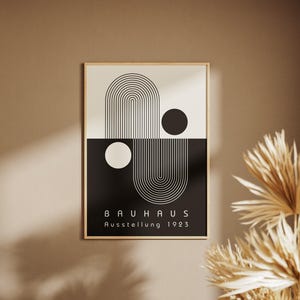 Bauhaus Poster - Geometrisch Abstrakte Wand Kunst, Minimalistischer Schwarz Weiß Druck, Mid-Century Modern Home Decor