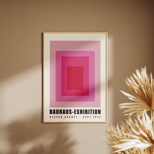 Póster Bauhaus geométrico rosa / Arte mural modernista