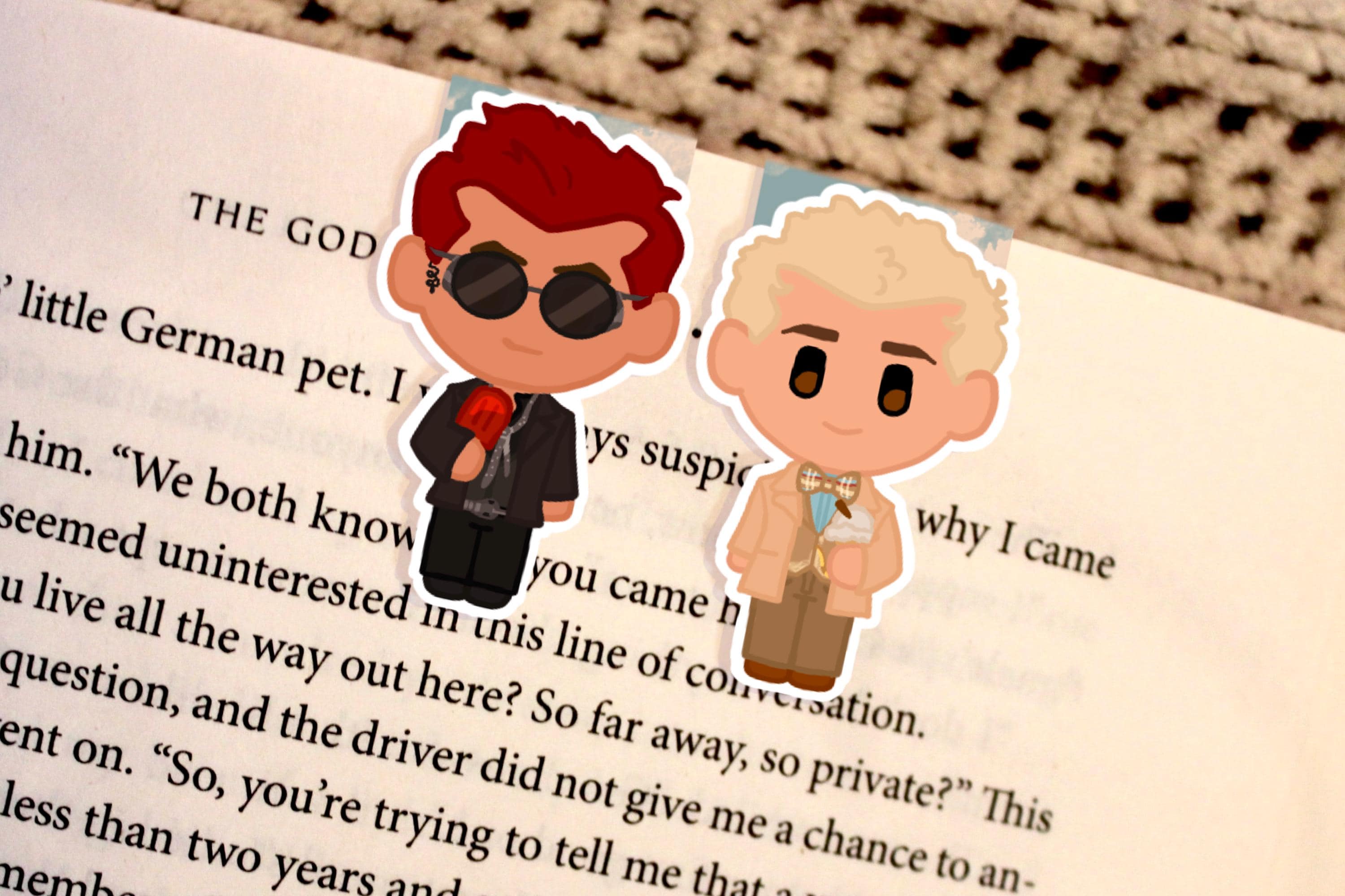 Crowley and Aziraphale - Good Omens Inspired Magnetic Bookmarks