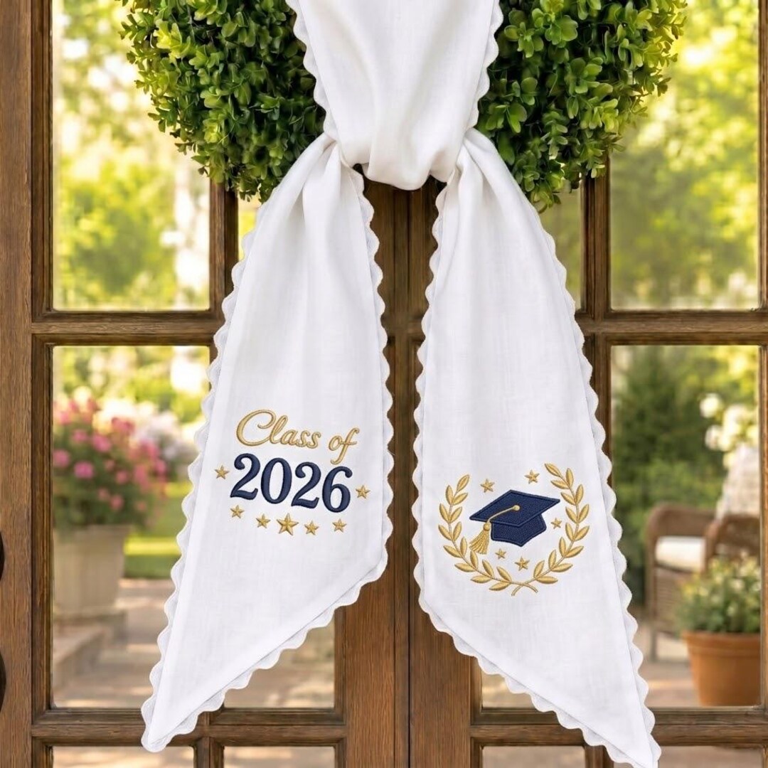 Graduation Chair Rpound Class of 2026 Graduation Chair Sash With Gold Embroidery - Etsy