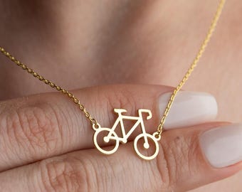 Sterling Silber Fahrrad Halskette: Minimalist Fahrrad Anhänger, Geschenk für Radfahrer