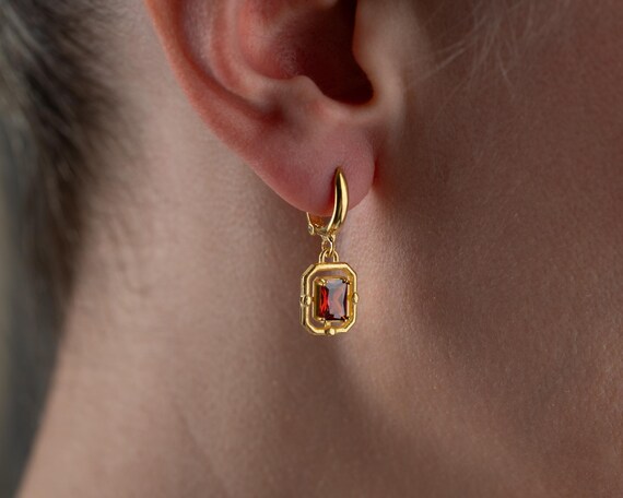 14k Gold Birthstone Hoop Earrings: Personalized Dangle Jewelry